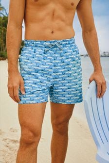 Blue Marlin Fish Printed Swim Shorts (M78485) | $28