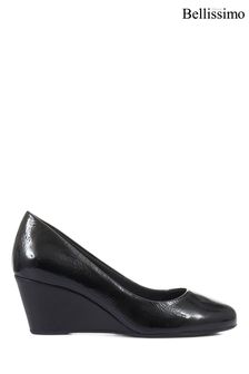 Bellissimo Black Ladies Leather Wedge Heel Pumps (M78560) | ₪ 163