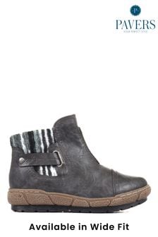 Pavers Grey Ladies Wide Fit Ankle Boots (M78567) | kr584