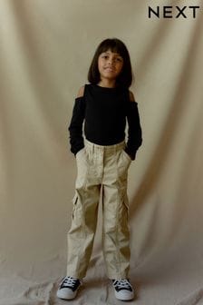 Zielony khaki - Szerokie spodnie bojówki (3-16 lat) (M78712) | 105 zł - 135 zł