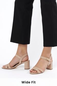 Dune London Natural Wide Fit Merisa 2 Part Block Heel Sandals (M78713) | $146