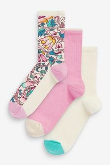 Розовый - Набор из 3 пар носков с рисунком Morris & Co. (M78975) | 276 грн