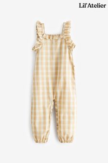 Lil Atelier Beige Frill Check Dungaree (M79232) | €17.50