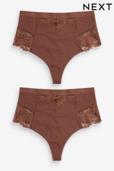 Chocolate Brown Tummy Control Shaping Thongs 2 Pack (M79516) | 476 UAH
