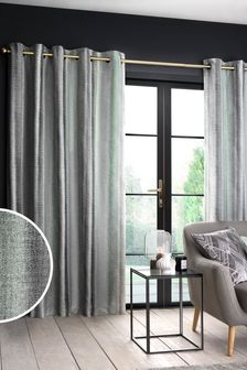 Teal Green Metallic Stripe Eyelet Lined Lined Curtains (M79580) | ₪ 230 - ₪ 492