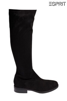Esprit Black Faux Suede High Knee Boots (M79741) | $91