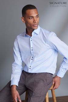 Pale Blue Regular Fit Single Cuff Signature Trimmed Shirt (M79815) | €50