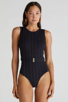 Aqua Blu Black Brianna One Piece Swimsuit (M79818) | KRW183,900