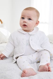 Blanc - Ensemble 3 pièces legging, veste et t-shirt bébé (0-12 mois) (M79893) | €34