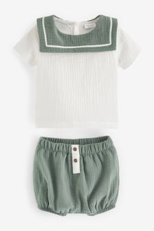 Green Baby 2 Piece Smart Sailor Style Top and Shorts Set (0mths-2yrs) (M79902) | €18.50 - €21.50