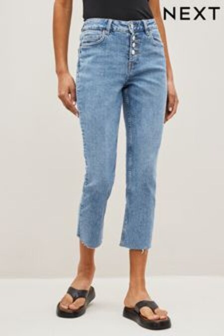 Mid Blue Denim Comfort Stretch Straight Jeans (M80019) | $63