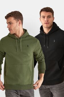 Schwarz/Olivgrün, 2er-Pack - Regular - Jersey-Kapuzensweatshirt (M80146) | 71 €