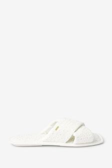 White Broderie Slider Slippers (M80396) | 19 €