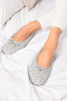 Grey Animal Print Ballet Slippers (M80416) | $15
