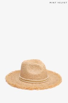 Metaliczny kapelusz słomkowy Mint Velvet Panama (M80646) | 147 zł