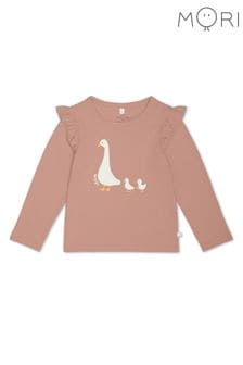 MORI Pink Organic Cotton Long Sleeve Duck Print T Shirt (M81350) | $48
