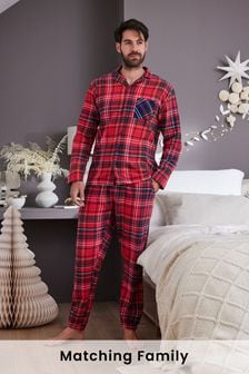 Red Mens Matching Family Christmas Check Pyjamas (M81556) | €42