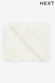 Alb - Pătură tricotată/Șal de ocazie pentru bebeluși (M81577) | 166 LEI