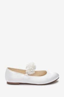 White Satin Stain Resistant Wide Fit (G) Corsage Bridesmaid Collection Occasion Shoes (M81832) | €11 - €14