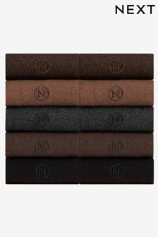 Neutrals - 10 Pack - Embroidered Lasting Fresh Socks (M82094) | kr420
