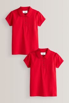 2 Pack Cotton Short Sleeve Polo Shirts (3-16yrs)