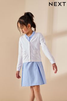 Weiß - Schul-Strickjacke mit hohem Baumwollanteil, Taschen und Zierschleifen (3-16yrs) (M82237) | 13 € - 20 €