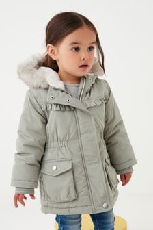 Sage Green Next Shower Resistant Faux Fur Trim Parka (3mths-7yrs) (M82244) | €21.50 - €24