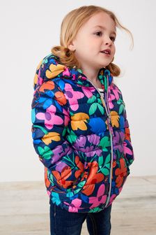 Navy Blue Multi Floral Shower Resistant Printed Padded Coat (3mths-7yrs) (M82251) | €28 - €33