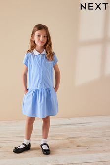 Blue Cotton Rich School Gingham Zip Dress (3-14yrs) (M82268) | €12 - €19