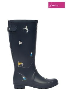Joules Blue Welly Print Printed Back Gusset Wellies (M82431) | €34