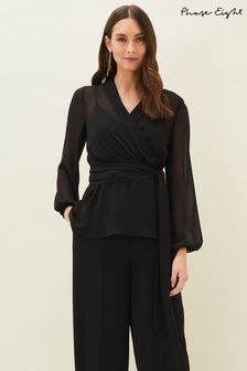 Phase Eight Black Florentine Co-ord Wrap Top (M82472) | €50