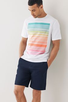 White Ombre Bar Regular Fit Graphic T-Shirt (M82644) | SGD 22