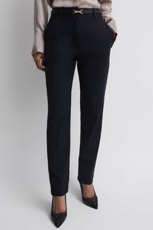 Reiss Navy Haisley Petite Wool Blend Tapered Suit Trousers (M82684) | OMR104