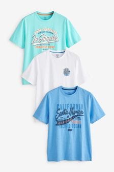 Surf Mix Green/White/Blue Graphic T-Shirts 3 Pack (M82764) | €46