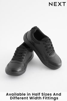 Black Lace-Up Standard Fit (F) School Trainers (M83028) | $30 - $44