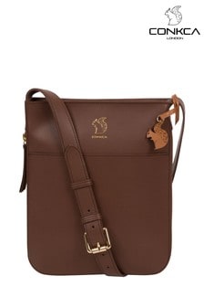 Castagna sfumato - Conkca Lautner Vegetable-tanned Leather Cross-body Bag (M83048) | €67