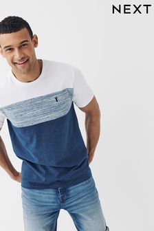 Wit/blauw gemêleerd - Geblokt T-shirt (M83143) | €15