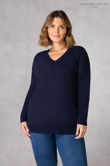 Live Unlimited Relaxed V-Neck Knitted Jumper