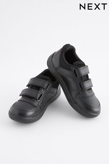 Black Strap Touch Fasten Extra Wide Fit (H) School Trainers (M83371) | ￥3,120 - ￥4,510