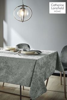 Catherine Lansfield Silver Grey Crushed Velvet Table Cloth (M83696) | kr330 - kr400