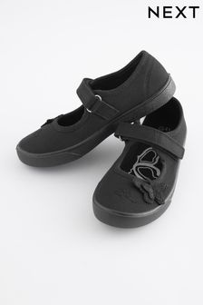 Black Wide Fit (G) Butterfly Embroidered Plimsolls (M83906) | KRW17,100 - KRW21,300