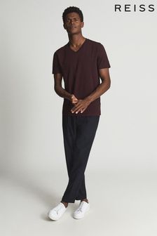 Reiss Bordeaux Dayton Regular Fit V-neck T-shirt (M84195) | $44