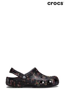 Black floral crocs best sale