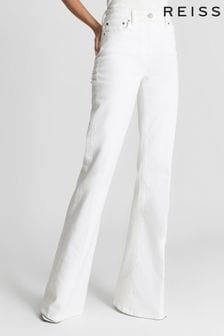 Reiss White Beau Petite High Rise Skinny Flared Jeans (M84528) | $222