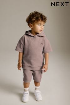 Tan Brown Short Sleeve Hoodie and Shorts Set (3mths-7yrs) (M84529) | €21 - €26