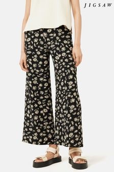 Jigsaw Aster Floral Black Palazzo Trousers (M84558) | 92 €