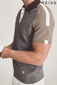 Reiss Taupe Elm Golf Performance Stretch Polo Shirt (M84777) | $152