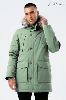 Hype. Green Luxe Longline Parka Jacket (M85088) | ₪ 373