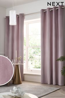 Mauve Purple Matte Velvet Lined Eyelet Curtains (M85185) | 47 € - 147 €