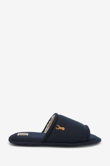 Granatowa - Kapcie wyściełane kożuszkiem (M85326) | 57 zł